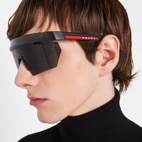 Prada Linea Rossa PS01YS 1BO06F BRAND NEW Sunglasses Matte Black Grey Unisex - Picture 1 of 12